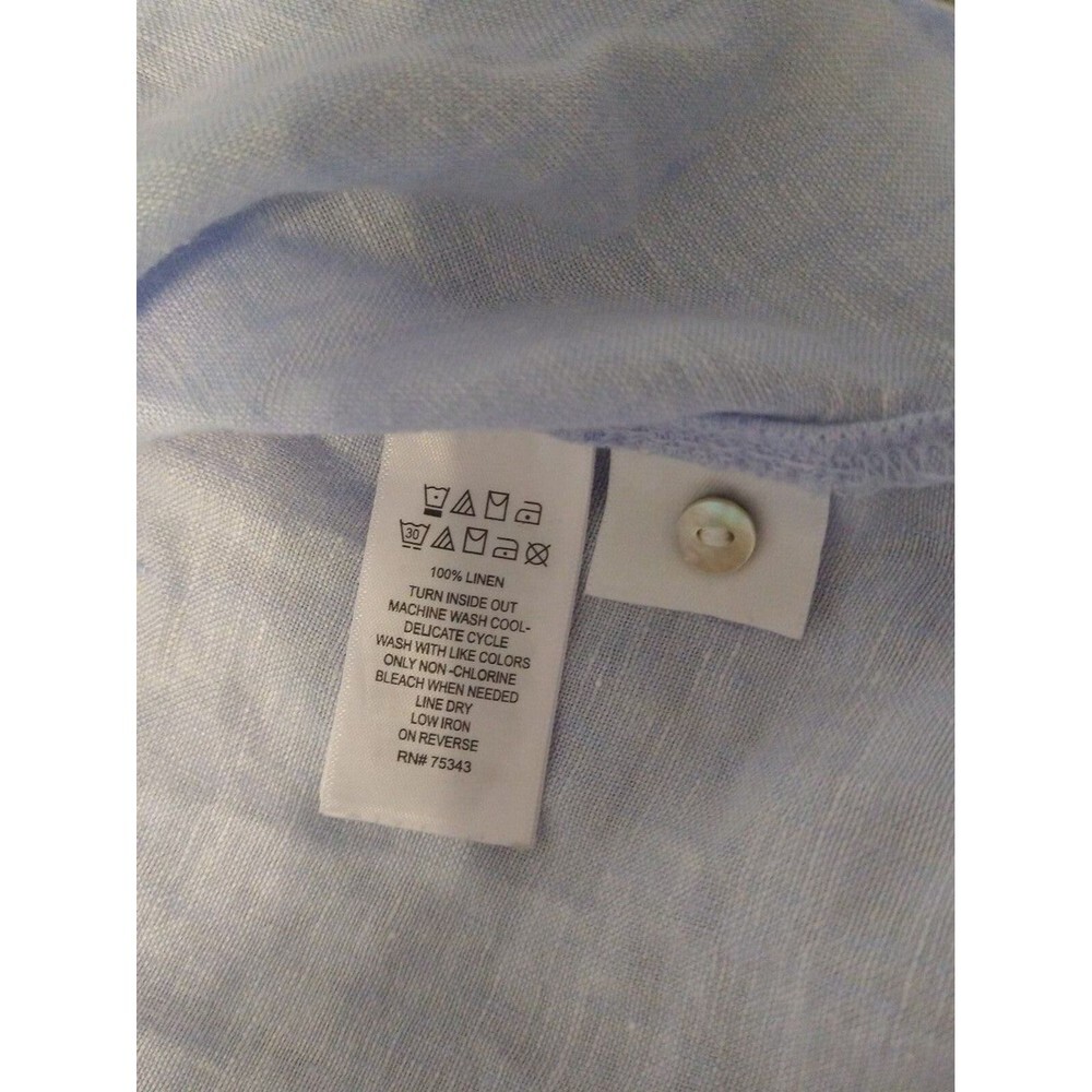 Tahari Casual Light Blue Linen Button-Up Shirt‎ - Picture 8 of 8